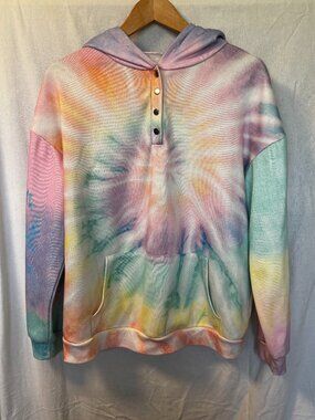 Tie-Dye Pastel Hoodie Sweater Multicolor Womens Size Medium